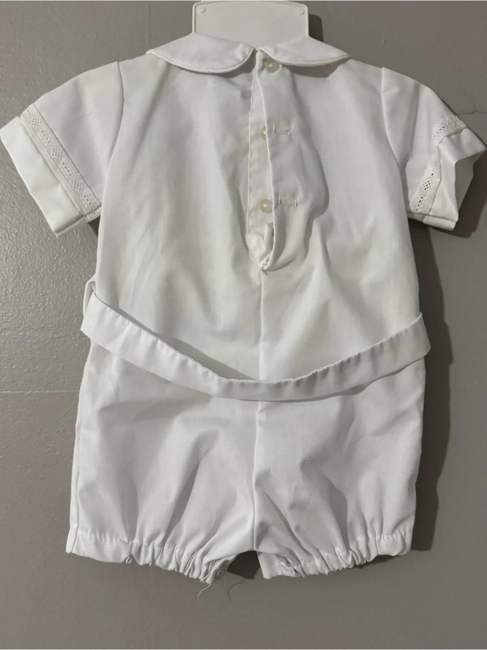 Vintage White Alexis Christening Baptism Romper Suit & Hat Size 3 Mos 10-13 lbs